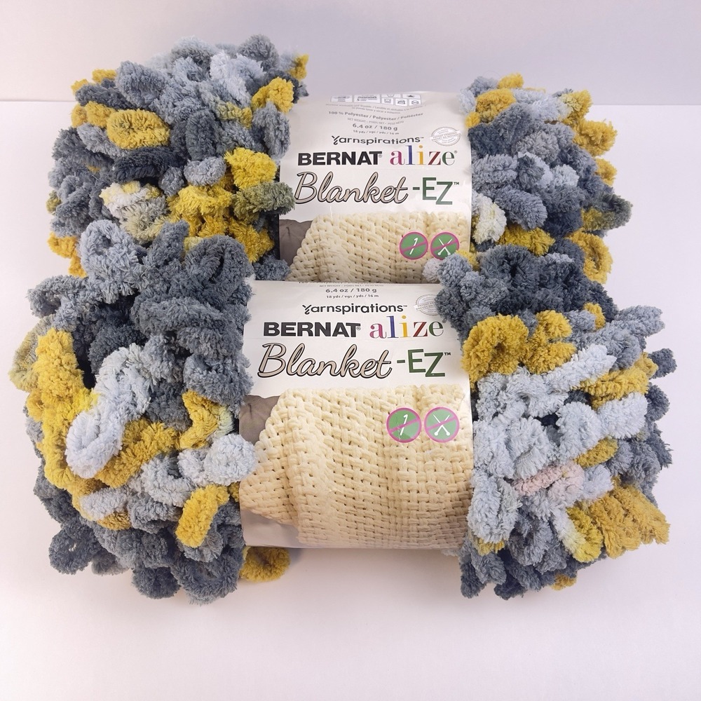 Bernat Blanket-EZ Yarn Jumbo Loop, 2 Skeins 12.8oz 360g 36yd Harvest Grays 37023